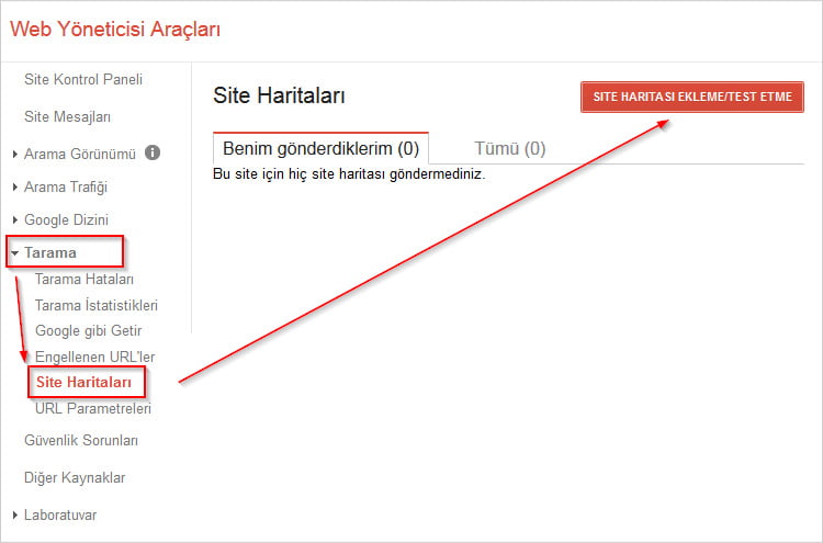 sitemap web console tanımlama